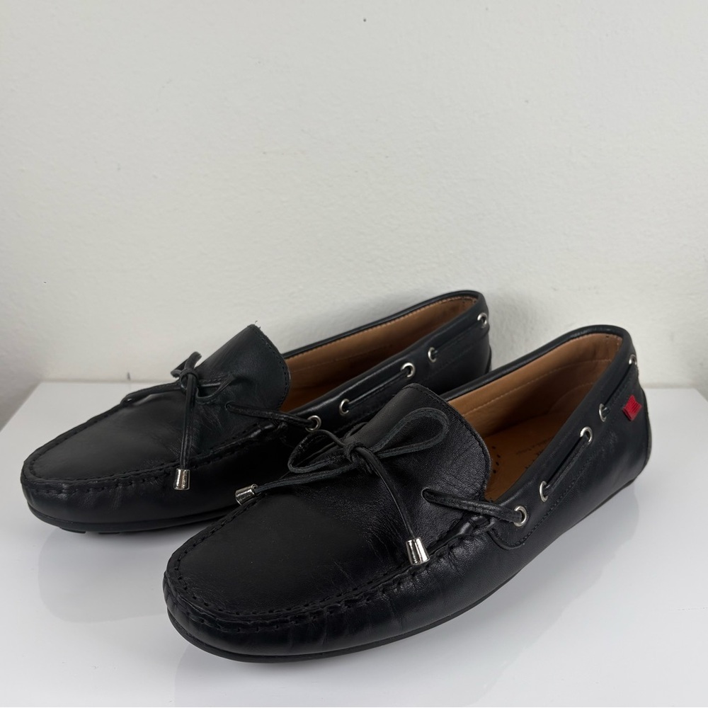 marc joseph black leather driving loafers bow detail slip on - Picture 2 of 7